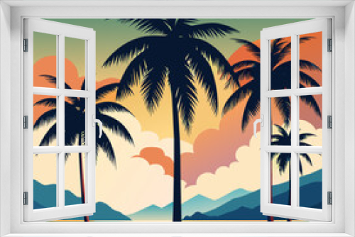 Fototapeta Naklejka Na Ścianę Okno 3D - Create 3 tropical palm against a clean white background