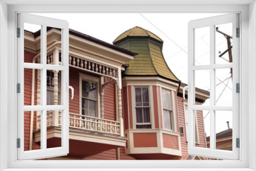 Fototapeta Naklejka Na Ścianę Okno 3D - Pink Turret Victorian House