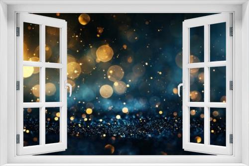 Night light and bokeh on an abstract background. gold tones and dark blues.
