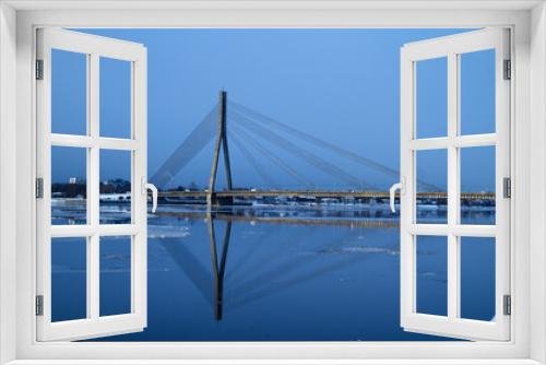 Fototapeta Naklejka Na Ścianę Okno 3D - Cable-stayed bridge in Riga in winter