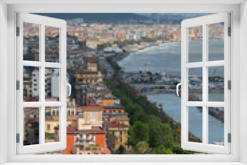 Fototapeta Naklejka Na Ścianę Okno 3D - Densely populated areas of the Italian city of Salerno. Salerno is a city and port on the Tyrrhenian Sea in southern Italy, the administrative center of the Salerno province of the Campania region.