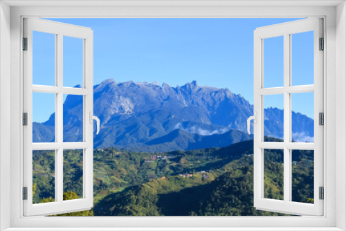 Fototapeta Naklejka Na Ścianę Okno 3D - view of Borneo jungle with Mount Kinabalu in the background.