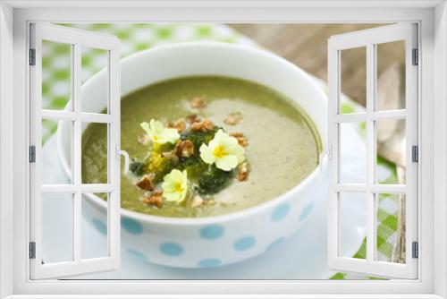 Fototapeta Naklejka Na Ścianę Okno 3D - Broccoli  soup with roasted walnuts