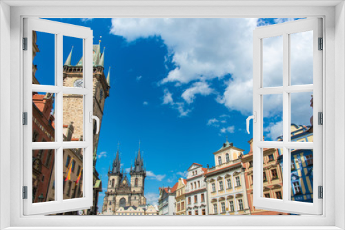 Fototapeta Naklejka Na Ścianę Okno 3D - View of Prague on bright summer day