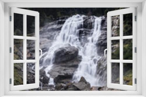 Fototapeta Naklejka Na Ścianę Okno 3D - Grawa Waterfall on a Gray Summer Day