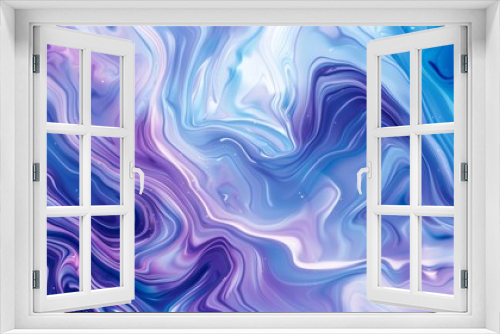 Blue and purple flowing pattern on flat enamel composition
