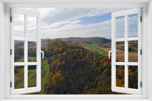 Fototapeta Naklejka Na Ścianę Okno 3D - Aerial landscape of farmland in the Appalachian mountains in rural Herndon Central Pennsylvania