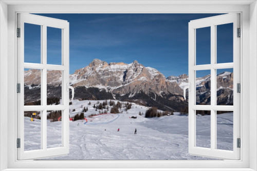 Fototapeta Naklejka Na Ścianę Okno 3D - Panoramic view of the Dolomites Mountains with Snow, Italian Alps, Italy