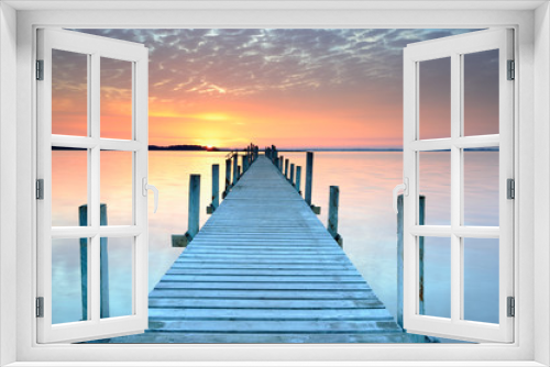 Fototapeta Naklejka Na Ścianę Okno 3D - Sunset by sea