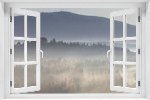 Fototapeta Naklejka Na Ścianę Okno 3D - Beautiful view of the morning mist near Obidos, Portugal.