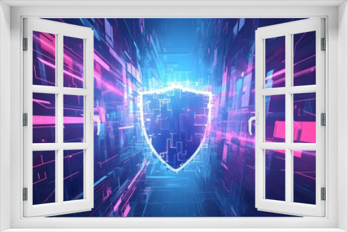 Vibrant Digital Security Shield Safeguarding Complex Cyber Barriers
