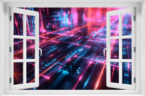Cyber Digital Matrix Network Background. A futuristic digital matrix network with glowing lines and a dynamic, tech-inspired aesthetic. Concept: Technology, Connectivity, Innovation