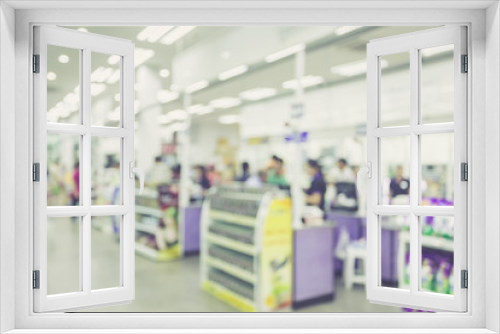 Supermarket store blur background ,Cashier counter with customer