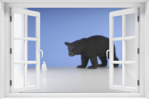 Fototapeta Naklejka Na Ścianę Okno 3D - Figur steht vor der Bär.