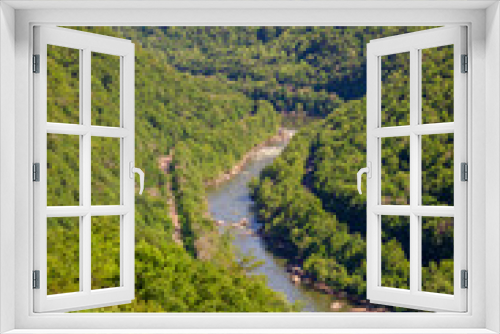 Fototapeta Naklejka Na Ścianę Okno 3D - An Overlook at the Winding New River at New River Gorge National Park and Preserve in southern West Virginia in the Appalachian Mountains