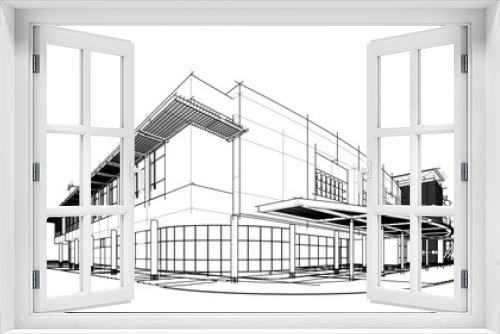 Fototapeta Naklejka Na Ścianę Okno 3D - architectural drawing 3d illustration sketch project