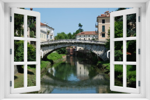 Fototapeta Naklejka Na Ścianę Okno 3D - San Michele bridge on Retrone river in Vicenza, Italy