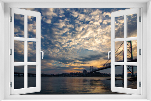 Fototapeta Naklejka Na Ścianę Okno 3D - pôr do sol ponte Hercílio luz de Florianopolis Santa Catarina Brasil Florianópolis