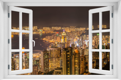 Fototapeta Naklejka Na Ścianę Okno 3D - View of Hong Kong during sunset hours