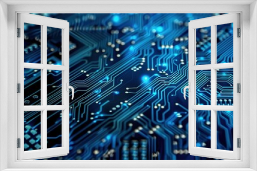 binary circuit board future hi tech, mechanical technology, blue cyber security concept background, modern conceptual hi speed digital internet.motion move blur. pixel