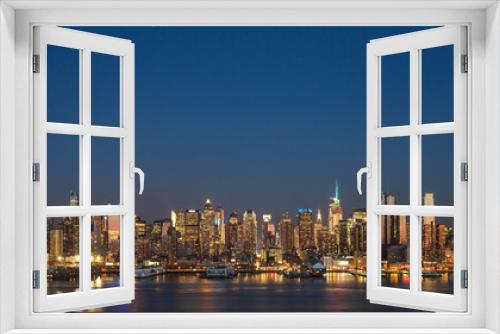 Fototapeta Naklejka Na Ścianę Okno 3D - New York City Manhattan midtown buildings skyline night