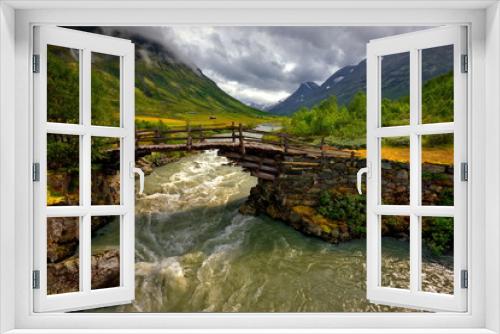 Fototapeta Naklejka Na Ścianę Okno 3D - Norwegia ,  góry, krajobraz wiejski