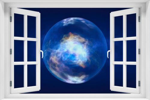 Fototapeta Naklejka Na Ścianę Okno 3D - Translucent glass energy futuristic magic round ball liquid plasma sphere. Abstract background. Video in high quality 4k, motion design
