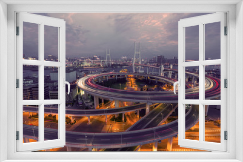 Fototapeta Naklejka Na Ścianę Okno 3D - Shanghai Nanpu Bridge night