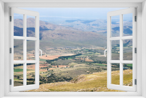 Fototapeta Naklejka Na Ścianę Okno 3D - View of farmland from the top of the Swartberg pass, south Africa