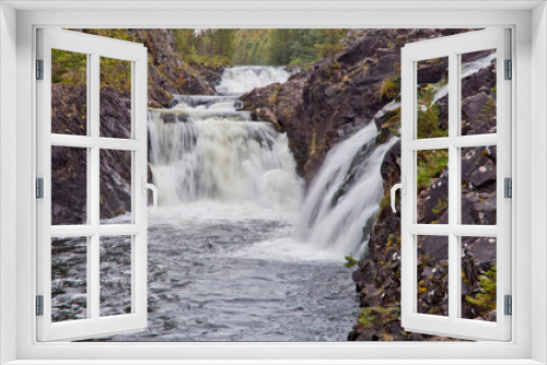Fototapeta Naklejka Na Ścianę Okno 3D - Kivach waterfall. Karelian autumn landscape, Russia.