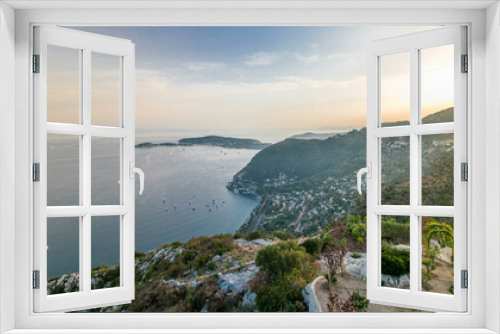 Fototapeta Naklejka Na Ścianę Okno 3D - Scenic timelapse view of the Mediterranean coastline of the town of Eze village on the French Riviera