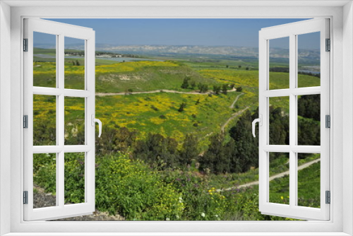 Fototapeta Naklejka Na Ścianę Okno 3D - View of the valley from the mountains of the Bet She'an National Park, Israel
