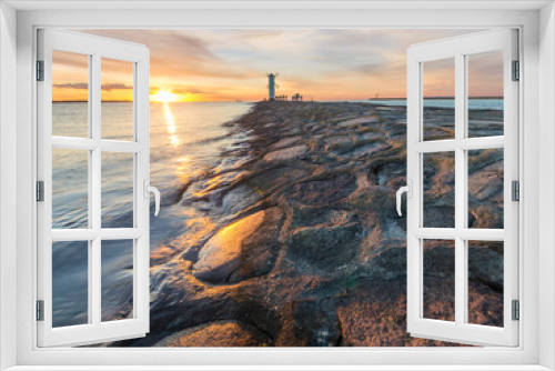 Fototapeta Naklejka Na Ścianę Okno 3D - Zachód słońca nad latarnią morską 