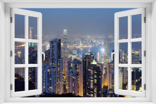 Fototapeta Naklejka Na Ścianę Okno 3D - Beautiful view of Hong Kong city from the Victoria Peak at eveni