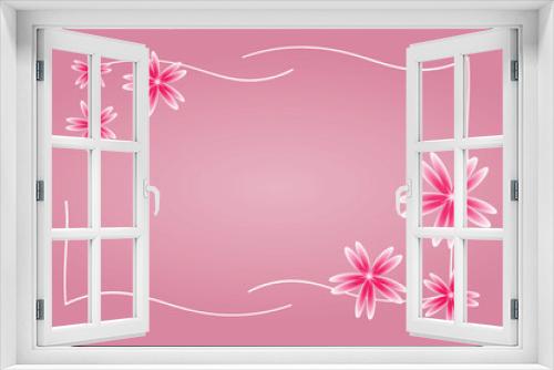 Fototapeta Naklejka Na Ścianę Okno 3D - Greeting wishing card Happy Mothers day birthday wedding banner flowers Pink magenta background Spring women design Horizontal backdrop blooming flora border frame Copy space Clean and simple Spring