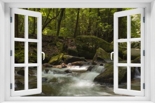 Fototapeta Naklejka Na Ścianę Okno 3D - forest and cascade