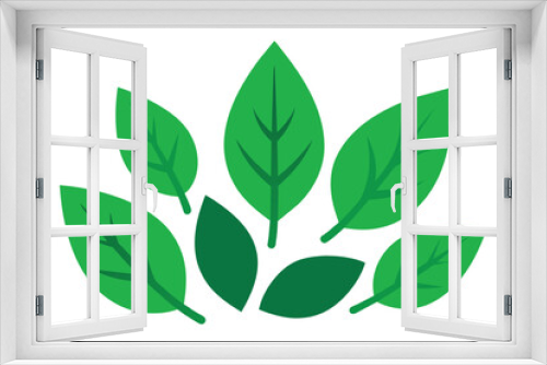 Fototapeta Naklejka Na Ścianę Okno 3D - Green Leaves Clipart Set design