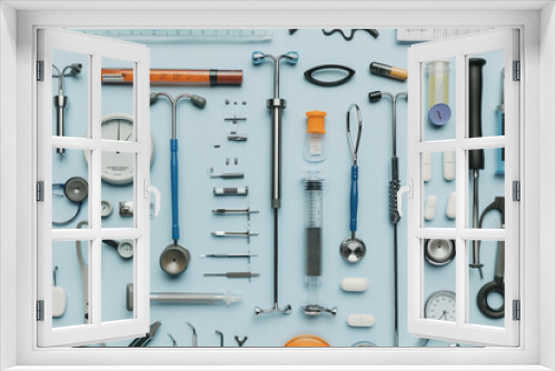 A montage of various medical tools against a minimalist background, celebrating the diversity of healthcare professions.
