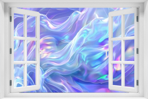   A computer-generated image displays a blue and purple background featuring wavy, flowing fabric