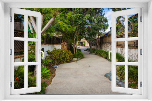 Fototapeta Naklejka Na Ścianę Okno 3D - Gardens along a walkway in Laguna Beach, California.
