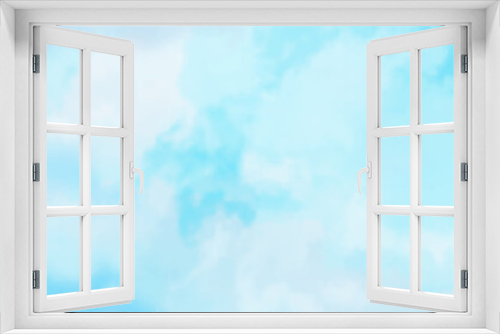Fototapeta Naklejka Na Ścianę Okno 3D - Abstract watercolor background . Grunge wallpaper of blue sky with white clouds . Summer heaven bright cloudscape .	