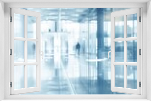 Blurred glass wall of modern business office building at the business center use for background in business concept. Blur corporate business office. Abstract office windows background
