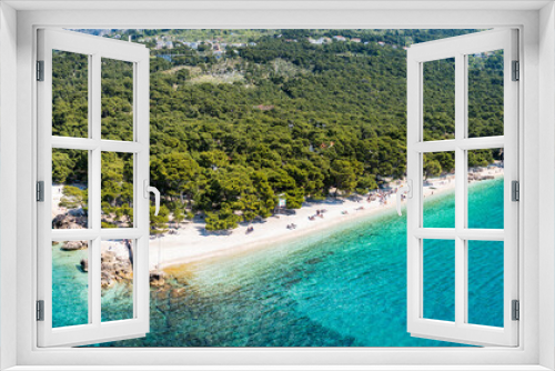 Fototapeta Naklejka Na Ścianę Okno 3D - Beautiful aerial view of Punta Rata beach in Brela, Makarska Riviera, Croatia. Aerial view of Punta Rata beach and waterfront on Makarska riviera, Brela, Dalmatia region of Croatia.