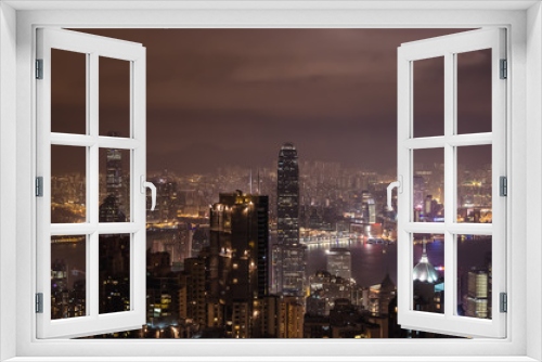 Fototapeta Naklejka Na Ścianę Okno 3D - Nightview of Hong Kong city from Victoria Peak
