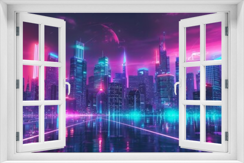 A stunning digital painting of a cyberpunk city at night