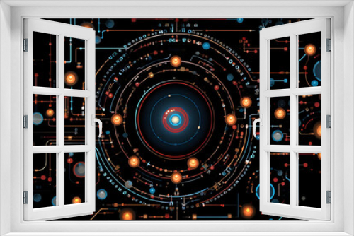 Circular Robotics Circuitry on Black Background Simplified Robotic System