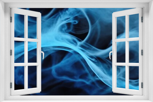 Blue wave of smoke. Abstraction. Generative AI