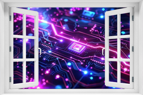 Blue and purple circuit technology background
