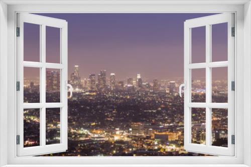 Fototapeta Naklejka Na Ścianę Okno 3D - Los Angeles downtown night scene