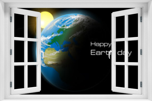 Fototapeta Naklejka Na Ścianę Okno 3D - Planet Earth in space. Happy Earth day. Vector illustration.